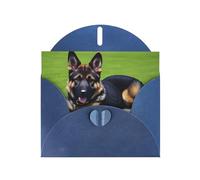 Blue WHJSHOP German shepherd dog Prints Greeting Card - High-End Pearlescent Paper with Double-Sided Pearl Effect