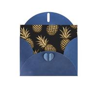 Blue WHJSHOP gold pineapple background Prints Greeting Card - High-End Pearlescent Paper with Double-Sided Pearl Effect
