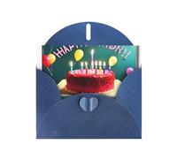 Blue WHJSHOP Happy Birthday Beautiful Prints Greeting Card - High-End Pearlescent Paper Double Sided Pearl Effect Love Buckle Pearl Paper Envelope