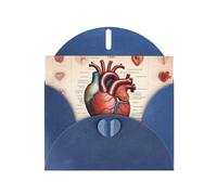 Blue WHJSHOP Human Anatomy Heart Chart Prints Greeting Card - High-End Pearlescent Paper Double Sided Pearl Effect Love Buckle Pearl Paper Envelope