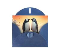 Blue WHJSHOP i love penguins Prints Greeting Card - High-End Pearlescent Paper Double Sided Pearl Effect Love Buckle Pearl Paper Envelope
