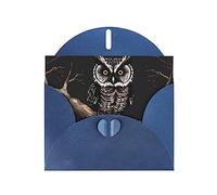 Blue WHJSHOP Late Night Owl Prints Greeting Card - High-End Pearlescent Paper Double Sided Pearl Effect Love Buckle Pearl Paper Envelope