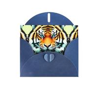 Blue WHJSHOP Little fat tiger head Prints Greeting Card - High-End Pearlescent Paper Double Sided Pearl Effect Love Buckle Pearl Paper Envelope