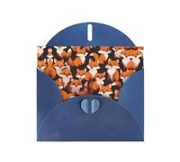 Blue WHJSHOP lots of cartoon little foxes Prints Greeting Card - High-End Pearlescent Paper Double Sided Pearl Effect Love Buckle Pearl Paper Envelope