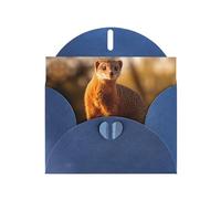 Blue WHJSHOP meerkat Prints Greeting Card - High-End Pearlescent Paper Double Sided Pearl Effect Love Buckle Pearl Paper Envelope