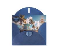 Blue WHJSHOP Miami Beach, Florida Prints Greeting Card - High-End Pearlescent Paper Double Sided Pearl Effect Love Buckle Pearl Paper Envelope