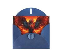 Blue WHJSHOP Orange Red Phoenix Prints Greeting Card - High-End Pearlescent Paper Double Sided Pearl Effect Love Buckle Pearl Paper Envelope