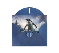 Blue WHJSHOP penguins Prints Greeting Card - High-End Pearlescent Paper Double Sided Pearl Effect Love Buckle Pearl Paper Envelope