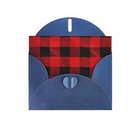 Blue WHJSHOP red black buffalo check plaid pattern Prints Greeting Card - High-End Pearlescent Paper Double Sided Pearl Effect Love Buckle Pearl Paper Envelope