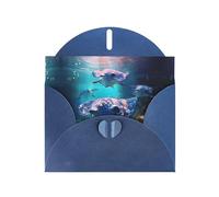 Blue WHJSHOP Sea Animals Stingrays Prints Greeting Card - High-End Pearlescent Paper with Double-Sided Pearl Effect