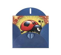 Blue WHJSHOP Seven Star Ladybird Prints Greeting Card - High-End Pearlescent Paper Double Sided Pearl Effect Love Buckle Pearl Paper Envelope