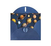 Blue WHJSHOP Solar System Planets Prints Greeting Card - High-End Pearlescent Paper Double Sided Pearl Effect Love Buckle Pearl Paper Envelope