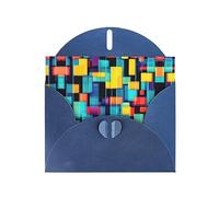 Blue WHJSHOP Square geometry diagram Prints Greeting Card - High-End Pearlescent Paper Double Sided Pearl Effect Love Buckle Pearl Paper Envelope