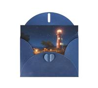 Blue WHJSHOP Starfish Lighthouse Beach Prints Greeting Card - High-End Pearlescent Paper Double Sided Pearl Effect Love Buckle Pearl Paper Envelope