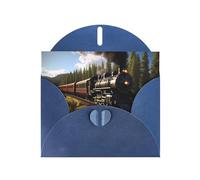 Blue WHJSHOP Steam Train Prints Greeting Card - High-End Pearlescent Paper Double Sided Pearl Effect Love Buckle Pearl Paper Envelope