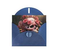 Blue WHJSHOP Sugar Horror Skull Flowers Rose Prints Greeting Card - High-End Pearlescent Paper Double Sided Pearl Effect Love Buckle Pearl Paper Envelope