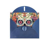 Blue WHJSHOP Sugar Skull Print Prints Greeting Card - High-End Pearlescent Paper Double Sided Pearl Effect Love Buckle Pearl Paper Envelope