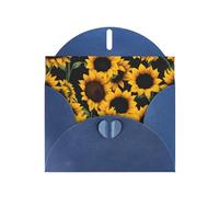 Blue WHJSHOP Sunflower on Black B Prints Greeting Card - High-End Pearlescent Paper Double Sided Pearl Effect Love Buckle Pearl Paper Envelope