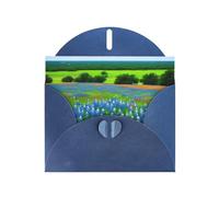 Blue WHJSHOP Texas Bluebonnets Scenery Prints Greeting Card - High-End Pearlescent Paper Double Sided Pearl Effect Love Buckle Pearl Paper Envelope