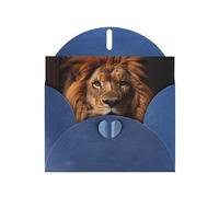 Blue WHJSHOP The Lion's Gaze Prints Greeting Card - High-End Pearlescent Paper Double Sided Pearl Effect Love Buckle Pearl Paper Envelope