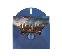 Blue WHJSHOP The New York City skyline Prints Greeting Card - High-End Pearlescent Paper with Double-Sided Pearl Effect