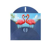 Blue WHJSHOP Two flamingos Prints Greeting Card - High-End Pearlescent Paper Double Sided Pearl Effect Love Buckle Pearl Paper Envelope