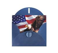Blue WHJSHOP USA Patriotic Eagle with American Flag Prints Greeting Card - High-End Pearlescent Paper Double Sided Pearl Effect Love Buckle Pearl Paper Envelope