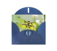 Blue WHJSHOP yellow dragonfly Prints Greeting Card - High-End Pearlescent Paper Double Sided Pearl Effect Love Buckle Pearl Paper Envelope