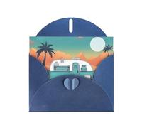 Blue WHJSHOP You Make Me Happy Camper Trailer Prints Greeting Card - High-End Pearlescent Paper Double Sided Pearl Effect Love Buckle Pearl Paper Envelope