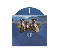 Blue WHJSHOP Zebras on South Africa Prints Greeting Card - High-End Pearlescent Paper Double Sided Pearl Effect Love Buckle Pearl Paper Envelope