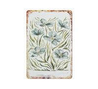 Blue Wildflower Painting Spring Floral Wall Art Botanical Watercolour Painting Easter Fun Office Wall Art Poster Coffee Bar Tin Sign Cubicle Decor Desk Home Gift Vintage Decor Metal Logo 8" x 12"