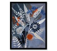 Blue Wildflower Spray Bouquet Painting Floral Framed Art Print Artery8 Blue A4