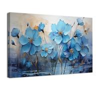 Blue Wildflower Wall Art Abstract Peony Poppy Floral Wall Decor Nature Flowers Scenery Canvas Prints Pictures Modern Minimalist Artwork for Bedroom Bathroom Living Room Home Decorations 30x40cm