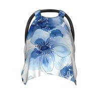 Blue Wildflowers Baby Car Seat Cover Soft Baby Nursing Cover Infant Carseat Stroller Cover for Girls and Boys
