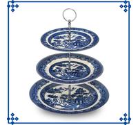 Blue Willow 3-Tier Cake Stand Dessert Display Ceramic Tableware Antique Oriental