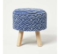 (Blue) Willow Macrame Teal Green Footstool