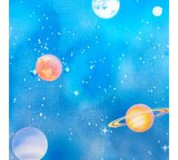 Blue Window Privacy Film Stained Glass Door Film Decorative Galaxy Planet Static Cling UV Blocking Non-Adhesive Covering Stickers Tints for Kids Bedroom,23.6 inches by 118 inches