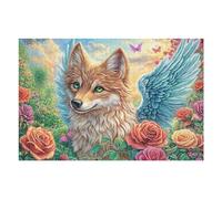 Blue-winged Dog in Rose Garden with Butterflies 1000 Pcs Jigsaw Puzzles Puzzles for Adults Teens Fun Family Game Team Building Stress Reducing Autumn Eco Friendly Cardboard 1000 PCS