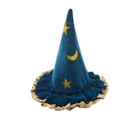 Blue Witch Hat - Wide Brim Taper Spire Men Wizard Pointed Hat Halloween Costume Witch Hat, Moon Pattern Women's Wide Brim Wizard Hat, Fashion Blue Pointed Hat For