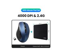 (Blue With Mouse Pad) 【NEW】UGREEN Mouse Wireless Ergonomic Mouse 4000 DPI Silent 6 Buttons For MacBook Tablet Laptop Mute Mice Quiet Mouse