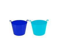 BLUE with SKY BLUE - 26 Litre Small Multi-Purpose Robust Flexi Tub Rubber Storage Container Bucket Tub Trugs Polyethylene Flex Tub - Made In UK