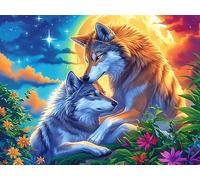 Blue Wolf 300 Pc Classic Jigsaw Puzzle Magical Cosmic Creatures Puzzle for Adults Hard Challenging Hobby Home Decor Poster Eco Friendly Material 300 PCS/40x28cm