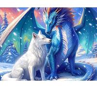 Blue Wolf 300 Piece Premium Jigsaw Puzzle Magical Cosmic Creatures Adult Jigsaws Educational Game Hobby Home Decor Winter Gift Durable Wooden Cardboard 300 PCS/40x28cm