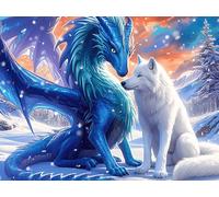 Blue Wolf 300 Pieces Classic Jigsaw Puzzle Luminous Enchanted Beasts Puzzle for Adults Concentration Training Wall Art Mental Exercise Cardboard 300 PCS/40x28cm