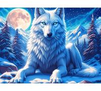 Blue Wolf 500 Pieces Set Classic Jigsaw Puzzle Colorful Fantasy Wildlife Couple Puzzle Partners Mind Relaxation Wall Decor Easter New Year Recycled Cardboard Material 500 PCS/52×38cm