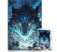 Blue Wolf Digital Art Teenager Jigsaw Puzzles 1000 Pieces Educational Observation Skill Game Perfect Meaningful Festive Gift Size 38x26cm