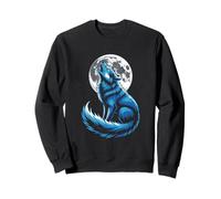 Blue Wolf Howling At The Moon Enchanting Scene Sweatshirt