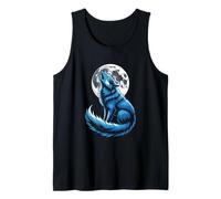 Blue Wolf Howling at The Moon Enchanting Scene Tank Top