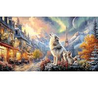 Blue-Wolf-Under-Moonlight Puzzle for Adults 1000Pc Recycled Paper Beautiful Decoration Puzzle Challenging for Decompression and Wall Decor Great Gift Idea 70x50/1000pcs