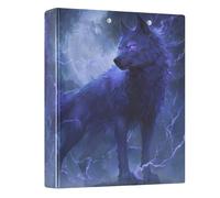 Blue Wolf with Glowing Eyes 3 Ring Binders 1.5 Inch Clear View Three Ring Binders Versatile Binder Fits 200 Sheets 1 Pack